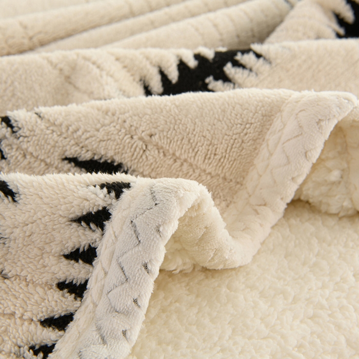 91家纺网 家纺一手货源 找家纺 圣楚家纺 2025新款豹纹羊羔绒双层毯 杉影奶白