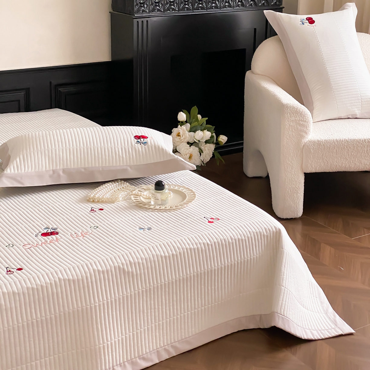 91家纺网 家纺一手货源 找家纺 （总）由有家居 2025新品A类50S双股全棉磨毛绣花床盖三件套