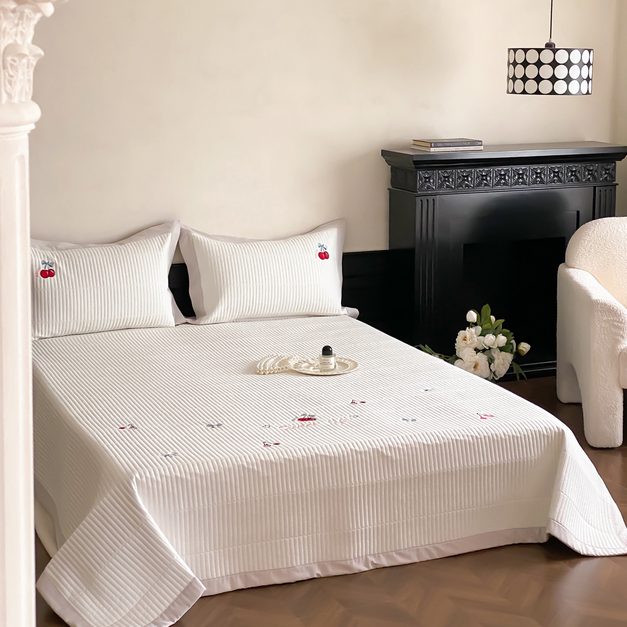 91家纺网 家纺一手货源 找家纺 （总）由有家居 2025新品A类50S双股全棉磨毛绣花床盖三件套