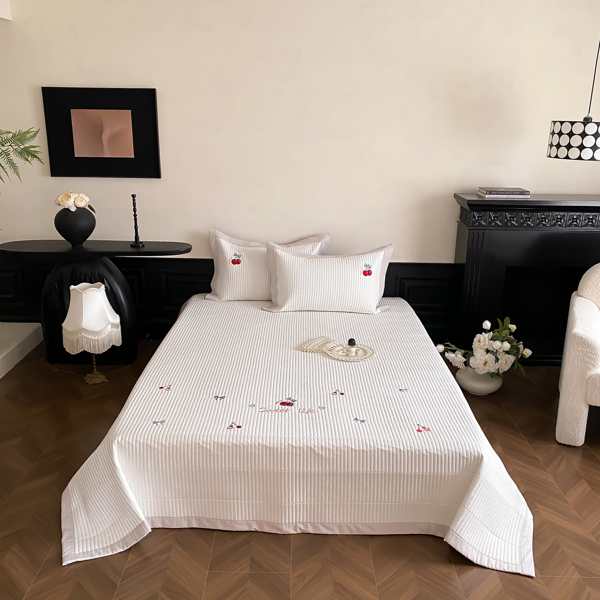 91家纺网 家纺一手货源 找家纺 （总）由有家居 2025新品A类50S双股全棉磨毛绣花床盖三件套