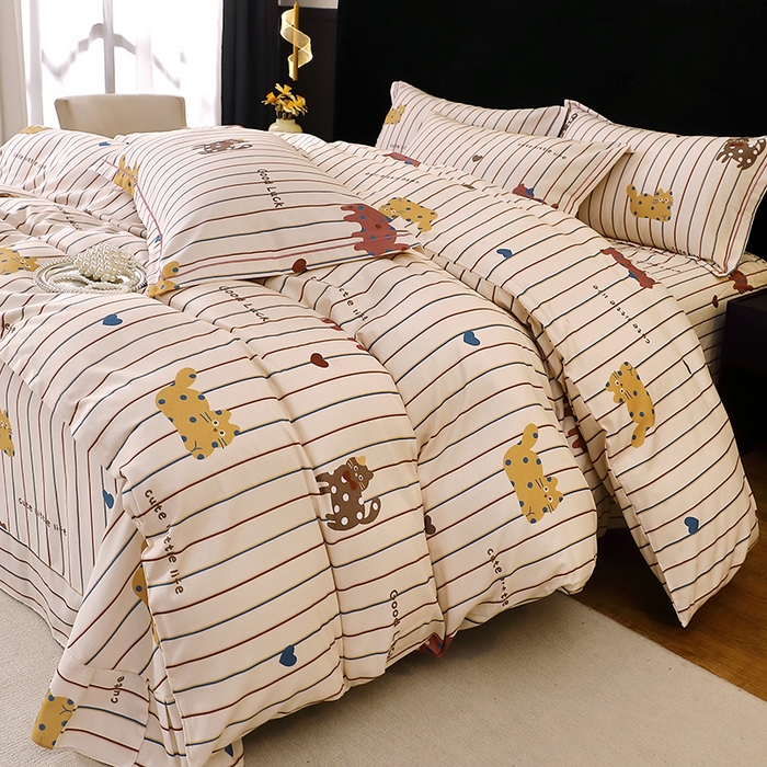 91家纺网 家纺一手货源 找家纺 贝兰仙奴 2025新款亲肤舒适全棉磨毛多规格系列四件套 可爱猫