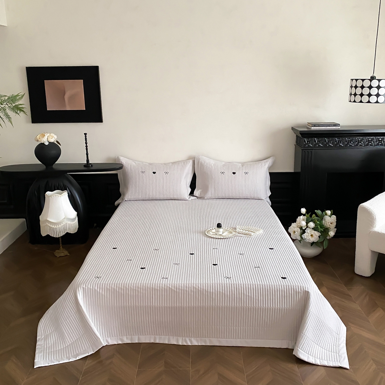 91家纺网 家纺一手货源 找家纺 （总）由有家居 2025新品A类50S双股全棉磨毛绣花床盖三件套