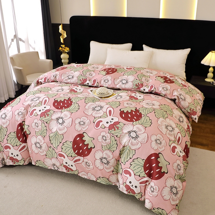 91家纺网 家纺一手货源 找家纺 贝兰仙奴 2025新款亲肤舒适全棉磨毛多规格系列四件套 兔宝贝粉