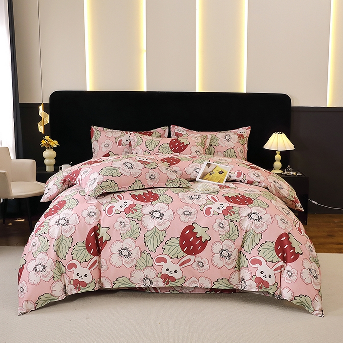 贝兰仙奴 2025新款亲肤舒适全棉磨毛多规格系列四件套 兔宝贝粉