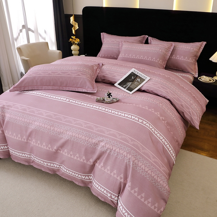 91家纺网 家纺一手货源 找家纺 贝兰仙奴 2025新款亲肤舒适全棉磨毛多规格系列四件套 维卡斯粉