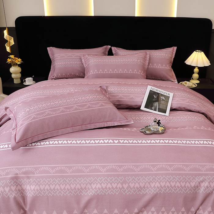 91家纺网 家纺一手货源 找家纺 贝兰仙奴 2025新款亲肤舒适全棉磨毛多规格系列四件套 维卡斯粉