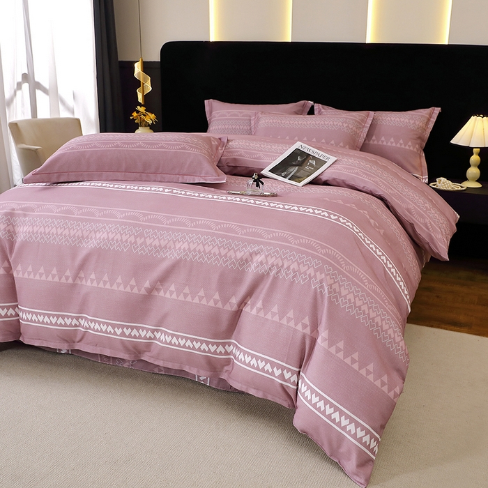 91家纺网 家纺一手货源 找家纺 贝兰仙奴 2025新款亲肤舒适全棉磨毛多规格系列四件套 维卡斯粉