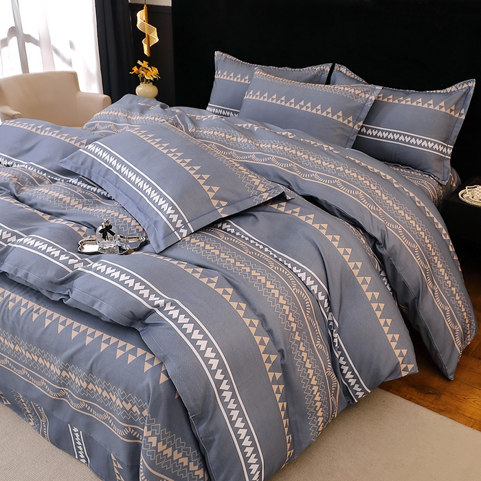 91家纺网 家纺一手货源 找家纺 贝兰仙奴 2025新款亲肤舒适全棉磨毛多规格系列四件套 维卡斯灰