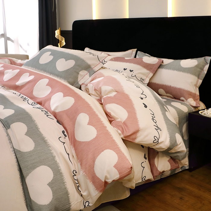 91家纺网 家纺一手货源 找家纺 贝兰仙奴 2025新款亲肤舒适全棉磨毛多规格系列四件套 心相近