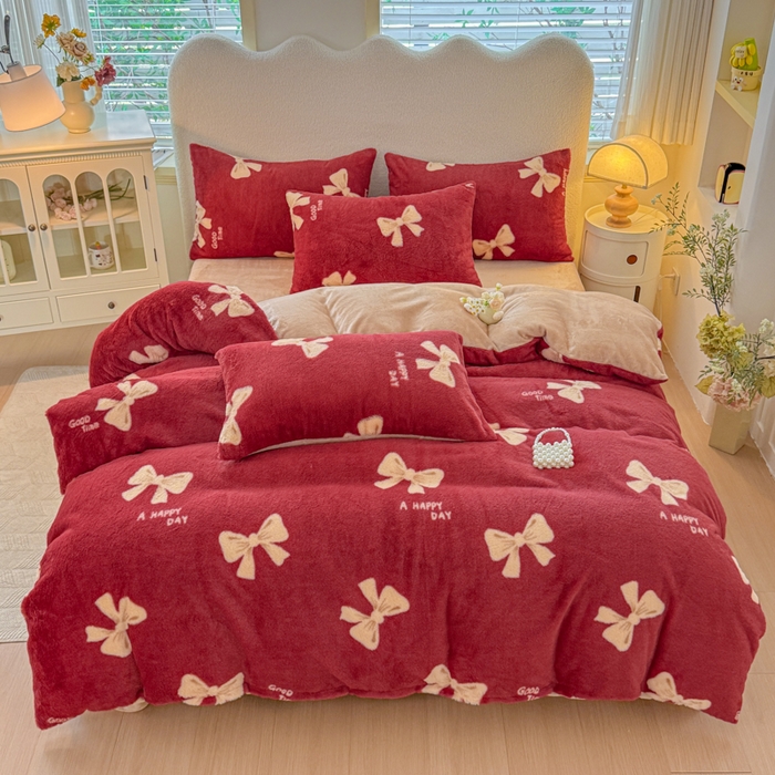 91家纺网 家纺一手货源 找家纺 （总）小叮当家纺仓储工厂店 2025新款印花美拉德兔毛印花四件套