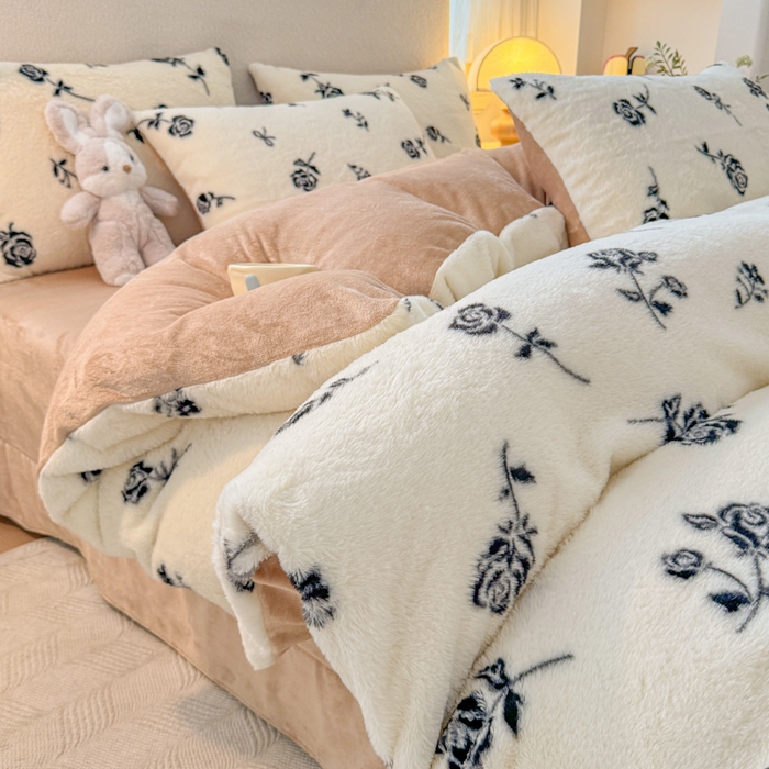 91家纺网 家纺一手货源 找家纺 （总）小叮当家纺仓储工厂店 2025新款印花美拉德兔毛印花四件套