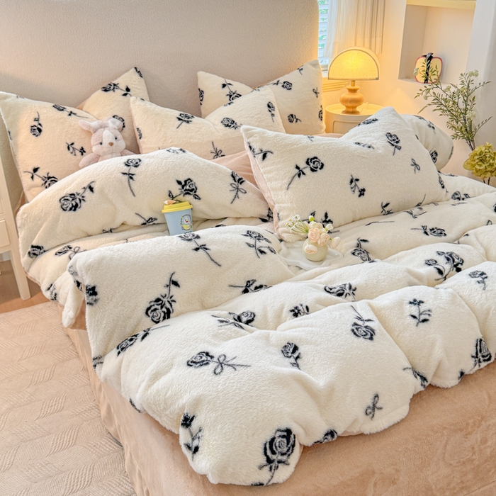 91家纺网 家纺一手货源 找家纺 （总）小叮当家纺仓储工厂店 2025新款印花美拉德兔毛印花四件套