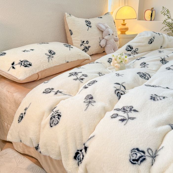 91家纺网 家纺一手货源 找家纺 （总）小叮当家纺仓储工厂店 2025新款印花美拉德兔毛印花四件套