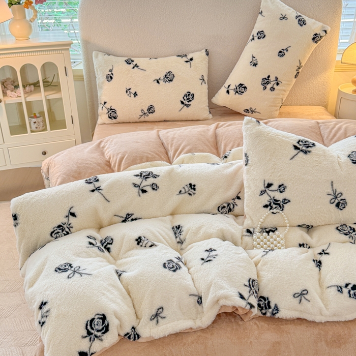 91家纺网 家纺一手货源 找家纺 （总）小叮当家纺仓储工厂店 2025新款印花美拉德兔毛印花四件套