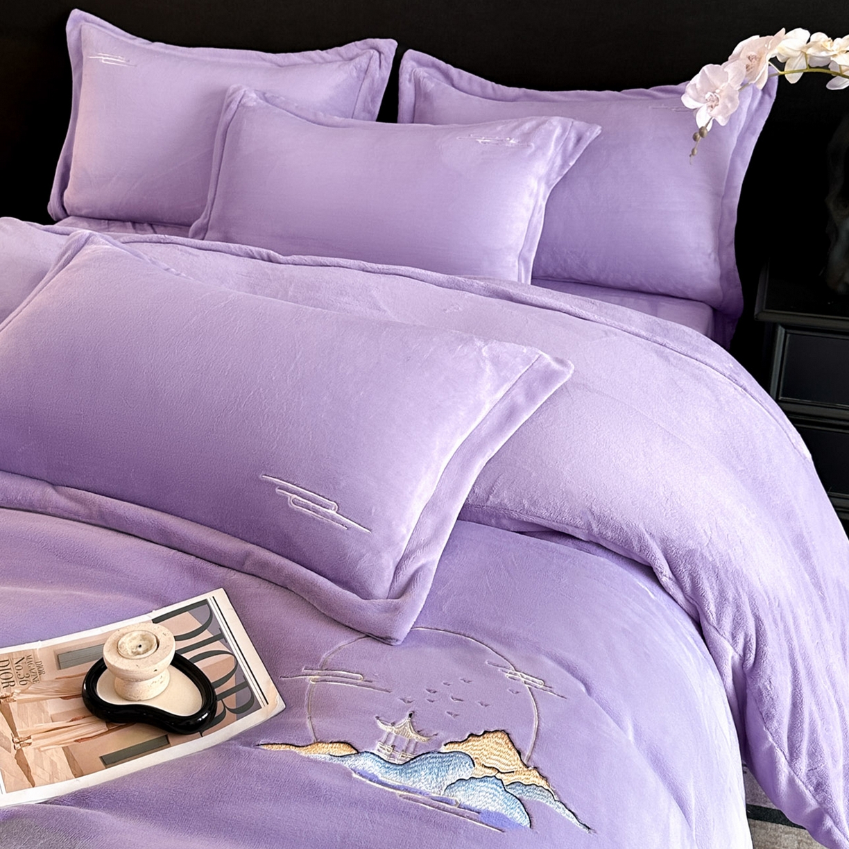 91家纺网 家纺一手货源 找家纺 （总）壹张床 2025新款高克重牛奶绒刺绣四件套