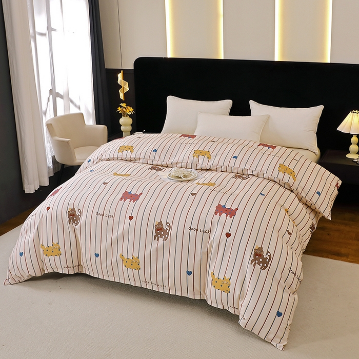 91家纺网 家纺一手货源 找家纺 贝兰仙奴 2025新款亲肤舒适全棉磨毛多规格系列单被套 可爱猫