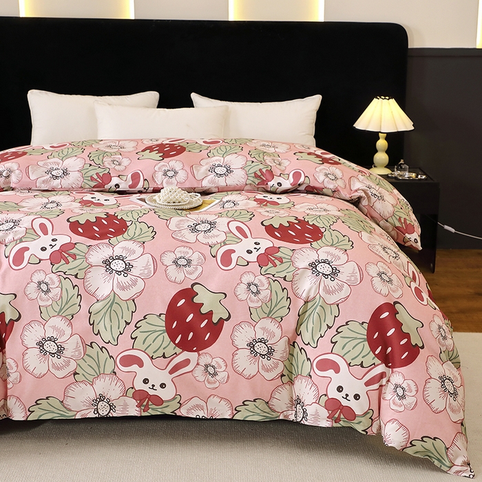 91家纺网 家纺一手货源 找家纺 贝兰仙奴 2025新款亲肤舒适全棉磨毛多规格系列单被套 兔宝贝粉