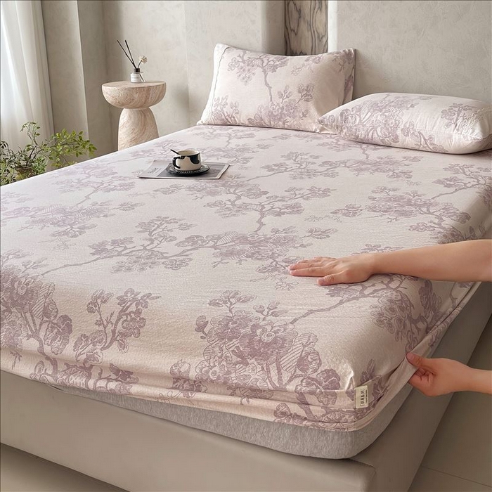 91家纺网 家纺一手货源 找家纺 丝芙妮家居（原乐视家纺） 2025新款全棉纯棉蕾丝花边原麻单品床笠单件床笠 月下繁花