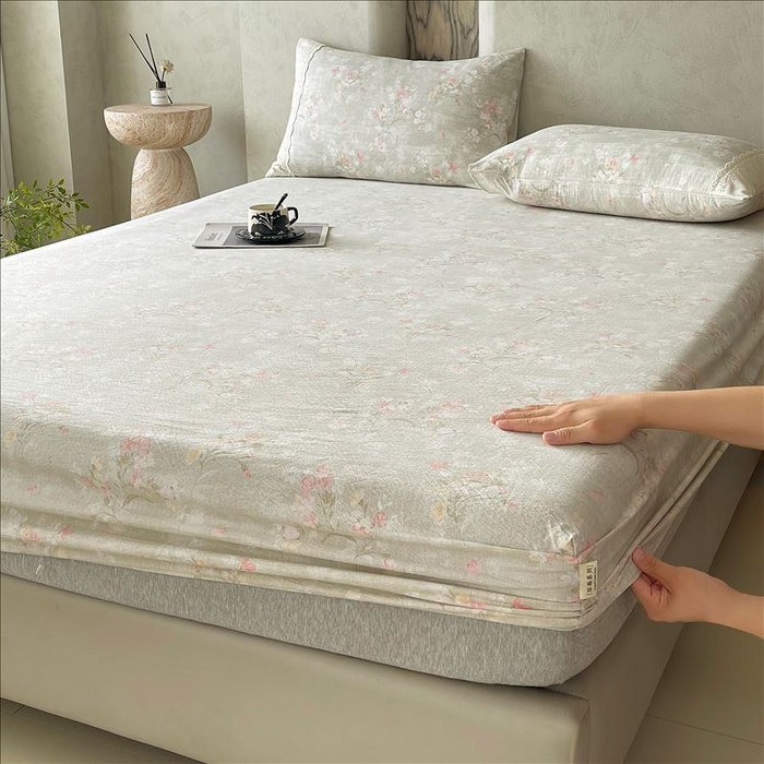 91家纺网 家纺一手货源 找家纺 丝芙妮家居（原乐视家纺） 2025新款全棉纯棉蕾丝花边原麻单品床笠单件床笠 岁月留声