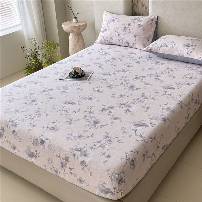 91家纺网 家纺一手货源 找家纺 丝芙妮家居（原乐视家纺） 2025新款全棉纯棉蕾丝花边原麻单品床笠单件床笠 暗香疏影