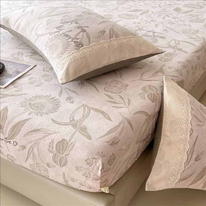 91家纺网 家纺一手货源 找家纺 丝芙妮家居（原乐视家纺） 2025新款全棉纯棉蕾丝花边原麻单品床笠单件床笠 叶新泽