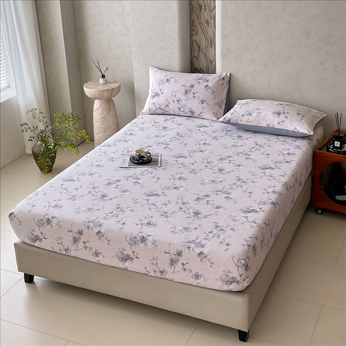 91家纺网 家纺一手货源 找家纺 丝芙妮家居（原乐视家纺） 2025新款全棉纯棉蕾丝花边原麻单品床笠单件床笠 暗香疏影