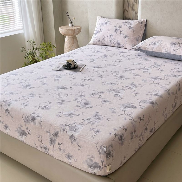 91家纺网 家纺一手货源 找家纺 丝芙妮家居（原乐视家纺） 2025新款全棉纯棉蕾丝花边原麻单品床笠单件床笠 暗香疏影