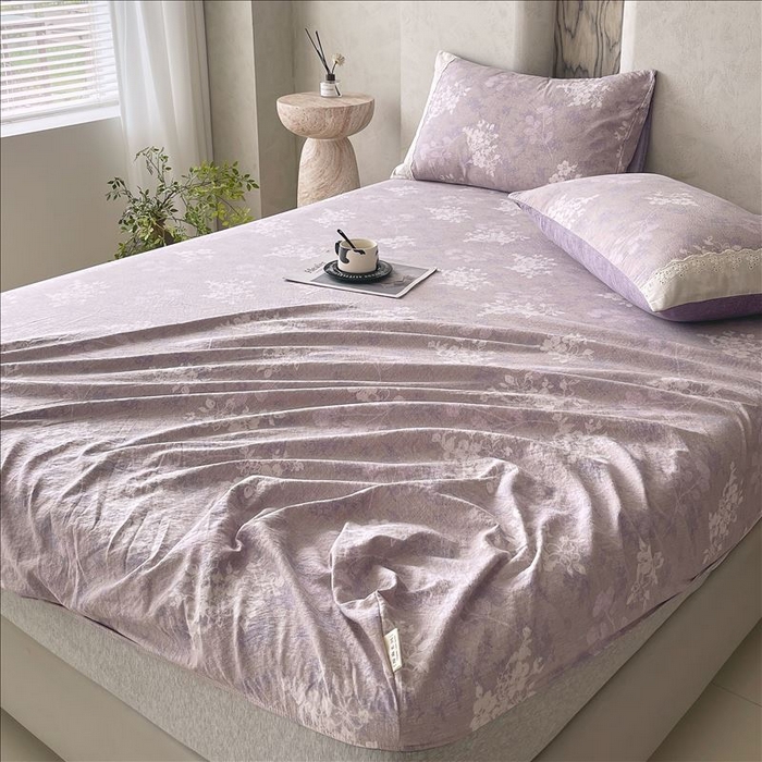 91家纺网 家纺一手货源 找家纺 丝芙妮家居（原乐视家纺） 2025新款全棉纯棉蕾丝花边原麻单品床笠单件床笠 花畔呢喃