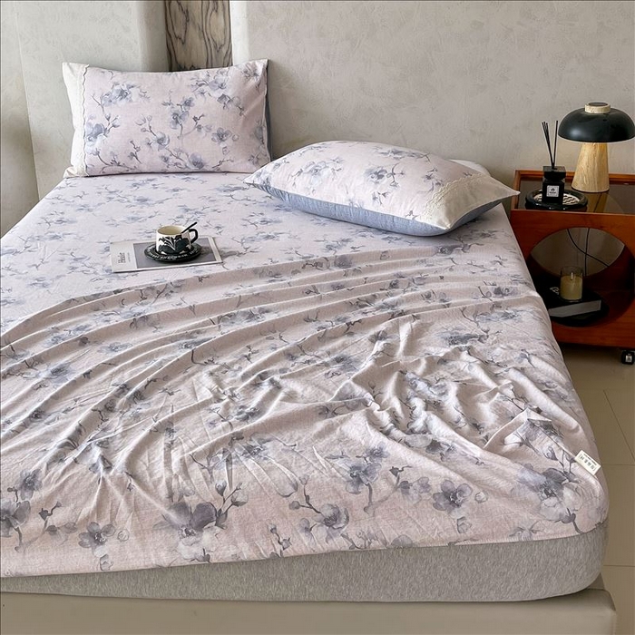 91家纺网 家纺一手货源 找家纺 丝芙妮家居（原乐视家纺） 2025新款全棉纯棉蕾丝花边原麻单品床笠单件床笠 暗香疏影