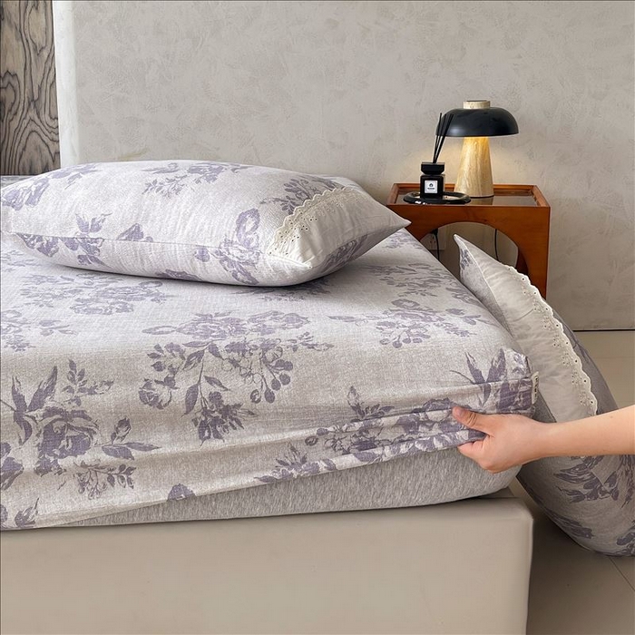 91家纺网 家纺一手货源 找家纺 丝芙妮家居（原乐视家纺） 2025新款全棉纯棉蕾丝花边原麻单品床笠单件床笠 梦幻花园