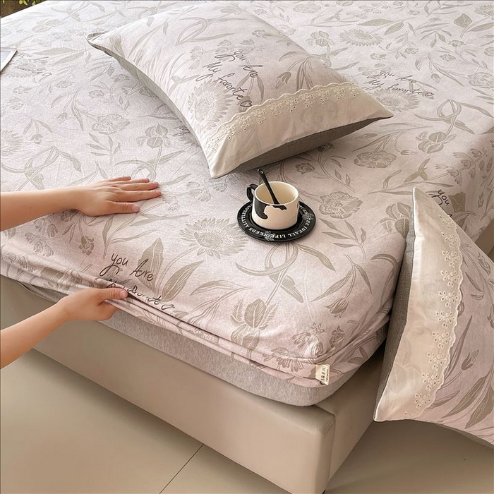 91家纺网 家纺一手货源 找家纺 丝芙妮家居（原乐视家纺） 2025新款全棉纯棉蕾丝花边原麻单品床笠单件床笠 叶新泽