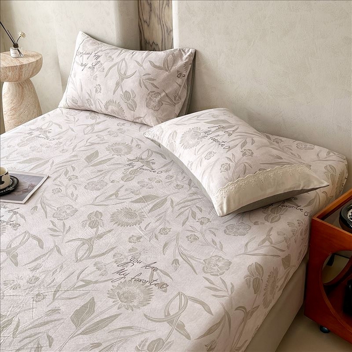 91家纺网 家纺一手货源 找家纺 丝芙妮家居（原乐视家纺） 2025新款全棉纯棉蕾丝花边原麻单品床笠单件床笠 叶新泽