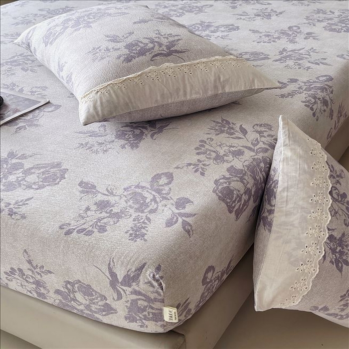 91家纺网 家纺一手货源 找家纺 丝芙妮家居（原乐视家纺） 2025新款全棉纯棉蕾丝花边原麻单品床笠单件床笠 梦幻花园