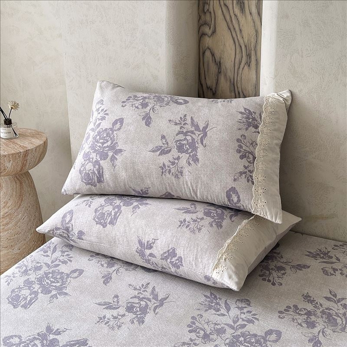 91家纺网 家纺一手货源 找家纺 丝芙妮家居（原乐视家纺） 2025新款全棉纯棉蕾丝花边原麻单品床笠单件床笠 梦幻花园