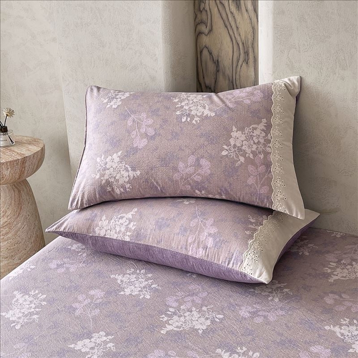 91家纺网 家纺一手货源 找家纺 丝芙妮家居（原乐视家纺） 2025新款全棉纯棉蕾丝花边原麻单品床笠单件床笠 花畔呢喃