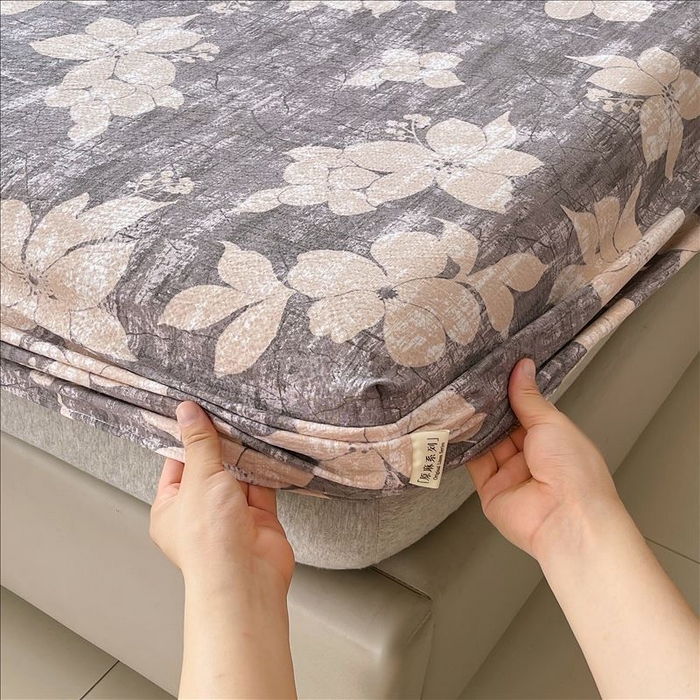 91家纺网 家纺一手货源 找家纺 丝芙妮家居（原乐视家纺） 2025新款全棉纯棉蕾丝花边原麻单品床笠单件床笠 漫步花庭