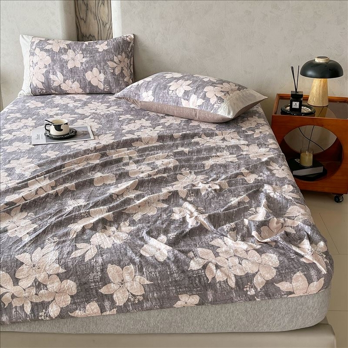 91家纺网 家纺一手货源 找家纺 丝芙妮家居（原乐视家纺） 2025新款全棉纯棉蕾丝花边原麻单品床笠单件床笠 漫步花庭