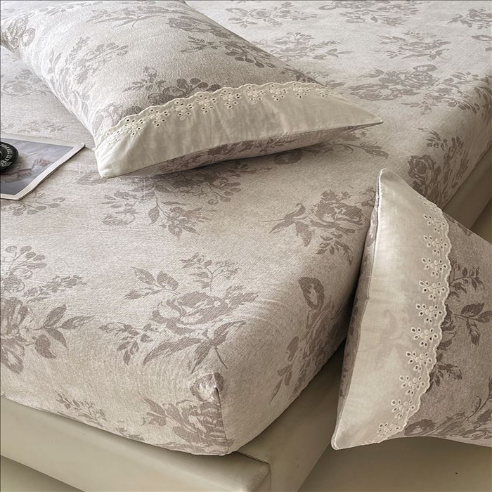 91家纺网 家纺一手货源 找家纺 丝芙妮家居（原乐视家纺） 2025新款全棉纯棉蕾丝花边原麻单品床笠单件床笠 森蔓