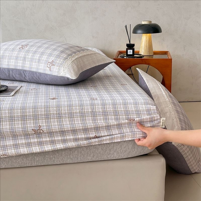 91家纺网 家纺一手货源 找家纺 丝芙妮家居（原乐视家纺） 2025新款全棉纯棉蕾丝花边原麻单品床笠单件床笠 素律