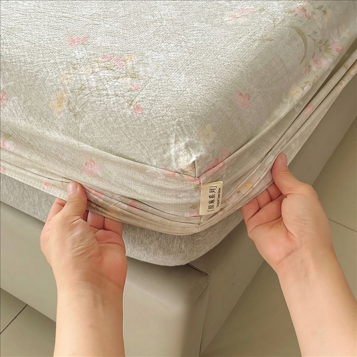 91家纺网 家纺一手货源 找家纺 丝芙妮家居（原乐视家纺） 2025新款全棉纯棉蕾丝花边原麻单品床笠单件床笠 岁月留声