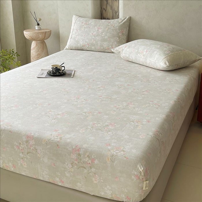 91家纺网 家纺一手货源 找家纺 丝芙妮家居（原乐视家纺） 2025新款全棉纯棉蕾丝花边原麻单品床笠单件床笠 岁月留声