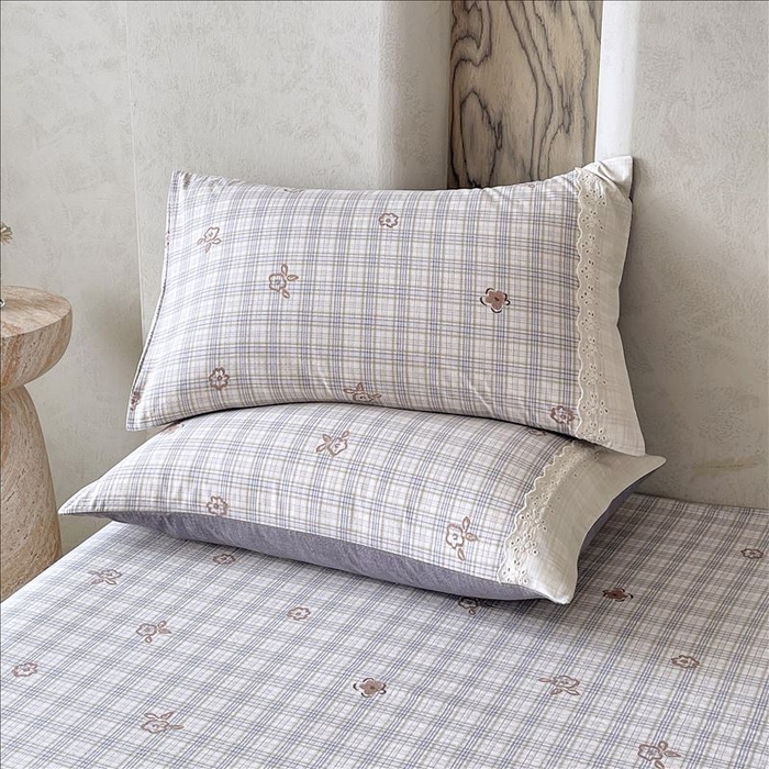 91家纺网 家纺一手货源 找家纺 丝芙妮家居（原乐视家纺） 2025新款全棉纯棉蕾丝花边原麻单品床笠单件床笠 素律