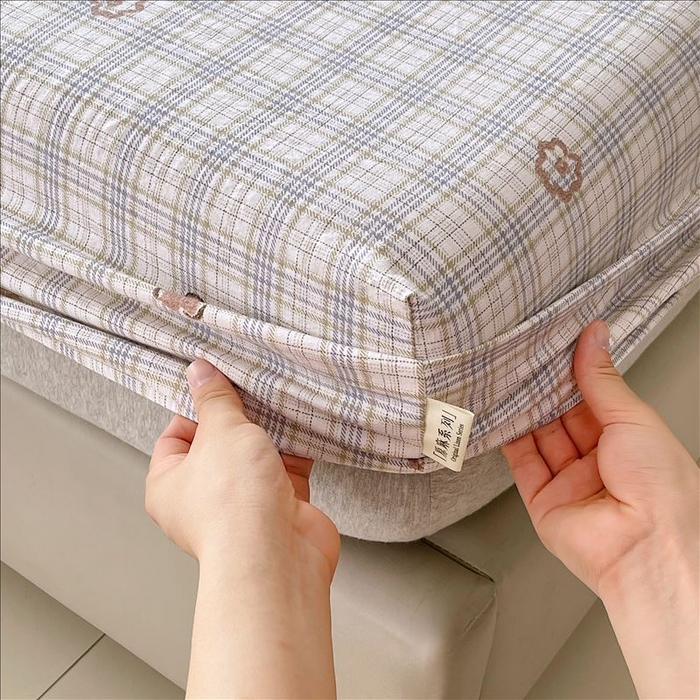 91家纺网 家纺一手货源 找家纺 丝芙妮家居（原乐视家纺） 2025新款全棉纯棉蕾丝花边原麻单品床笠单件床笠 素律