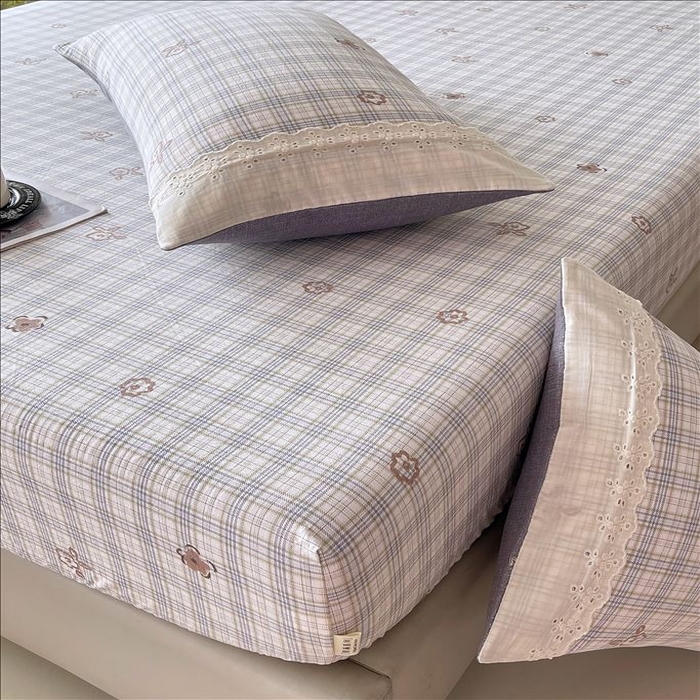 91家纺网 家纺一手货源 找家纺 丝芙妮家居（原乐视家纺） 2025新款全棉纯棉蕾丝花边原麻单品床笠单件床笠 素律