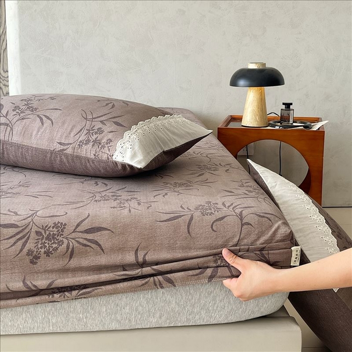 91家纺网 家纺一手货源 找家纺 丝芙妮家居（原乐视家纺） 2025新款全棉纯棉蕾丝花边原麻单品床笠单件床笠 风野涧