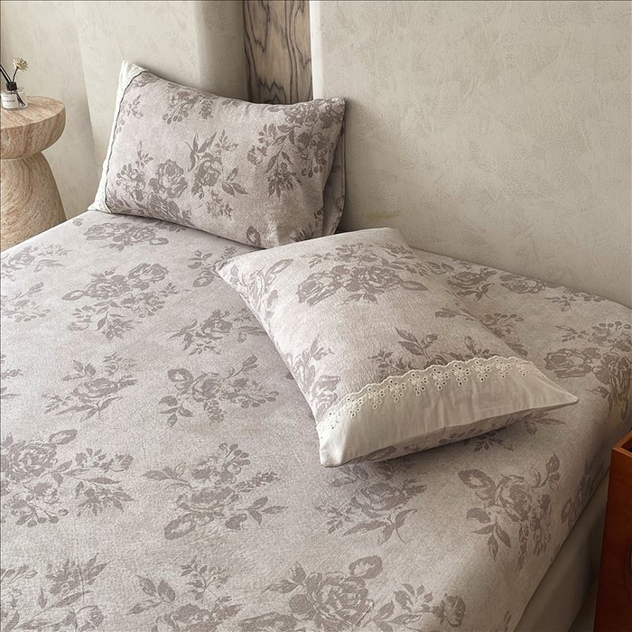 91家纺网 家纺一手货源 找家纺 丝芙妮家居（原乐视家纺） 2025新款全棉纯棉蕾丝花边原麻单品床笠单件床笠 森蔓