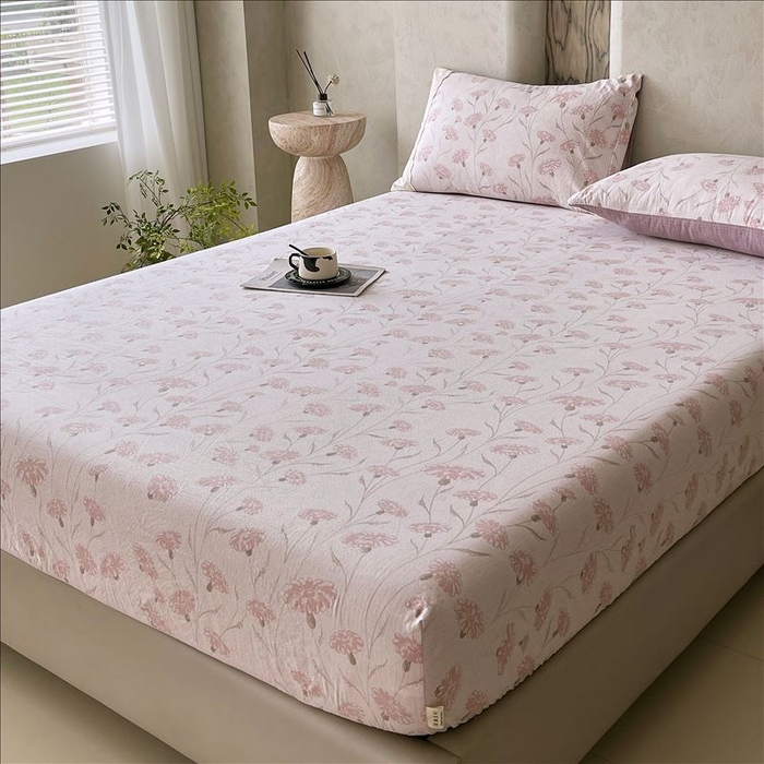 91家纺网 家纺一手货源 找家纺 丝芙妮家居（原乐视家纺） 2025新款全棉纯棉蕾丝花边原麻单品床笠单件床笠 春意漫漫