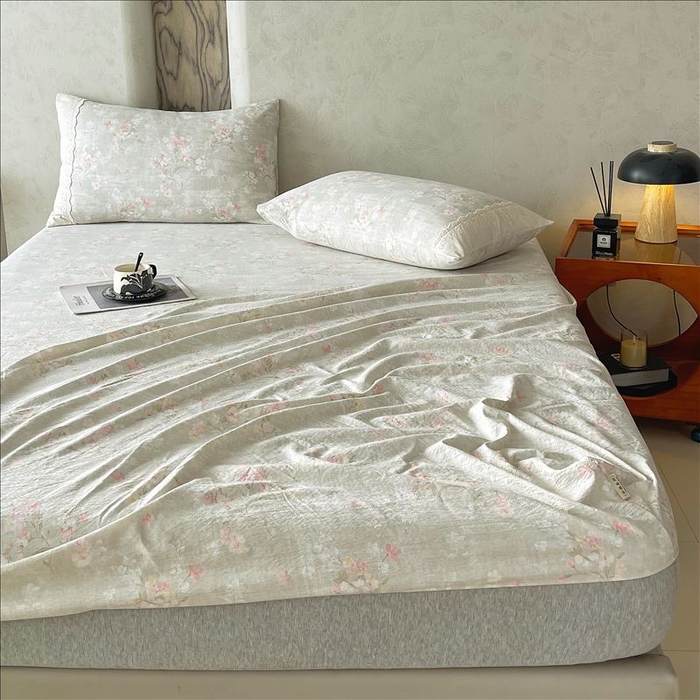 91家纺网 家纺一手货源 找家纺 丝芙妮家居（原乐视家纺） 2025新款全棉纯棉蕾丝花边原麻单品床笠单件床笠 岁月留声