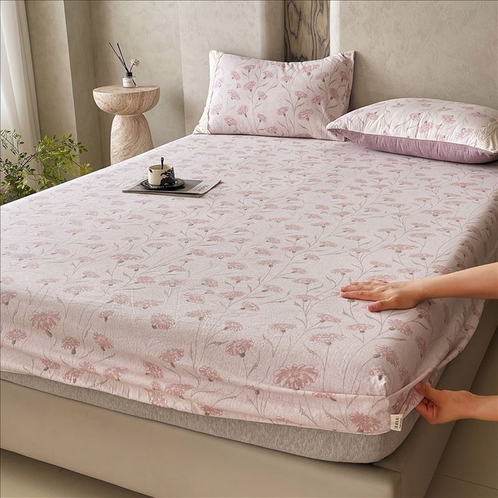 丝芙妮家居（原乐视家纺） 2025新款全棉纯棉蕾丝花边原麻单品床笠单件床笠 春意漫漫