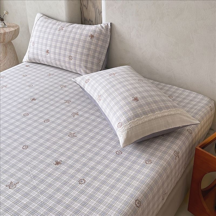 91家纺网 家纺一手货源 找家纺 丝芙妮家居（原乐视家纺） 2025新款全棉纯棉蕾丝花边原麻单品床笠单件床笠 素律